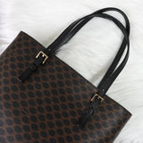 セリーヌ マカダム PVC レザー トートバッグ ハンドバッグ ブラウン ブラック - NEWSED