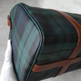 ラルフローレン チェック柄 PVC / レザー ミニボストンバッグ ハンドバッグ グリーン / ブラウン - NEWSED