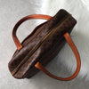 Celine Vintage Macadam PVC/Leather Handbag Freestanding Brown