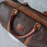 ヴィンテージ セリーヌ マカダム ボストンバッグ PVC / レザー ブラウン 南京錠・鍵付き - NEWSED