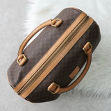 セリーヌ マカダム PVC / レザー ミニボストンバッグ ハンドバッグ ブラウン - NEWSED