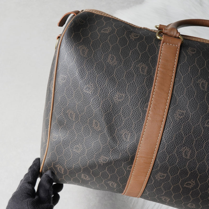 クリスチャン ディオール ヴィンテージ ハニカム柄 PVC ボストンバッグ ハンドバッグ ブラウン系 - NEWSED