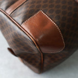 ヴィンテージ セリーヌ マカダム ボストンバッグ PVC / レザー ブラウン 南京錠・鍵付き - NEWSED