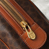 Celine Vintage Macadam PVC/Leather Mini Boston Bag Handbag Brown