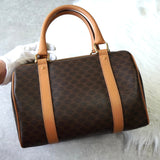 セリーヌ マカダム PVC / レザー ミニボストンバッグ ハンドバッグ ブラウン - NEWSED