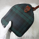 ポロ ラルフローレン チェック柄 PVC ミニボストンバッグ ハンドバッグ グリーン - NEWSED