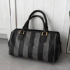 Fendi Vintage Pecan PVC/Leather Handbag Mini Boston Bag Black/Grey