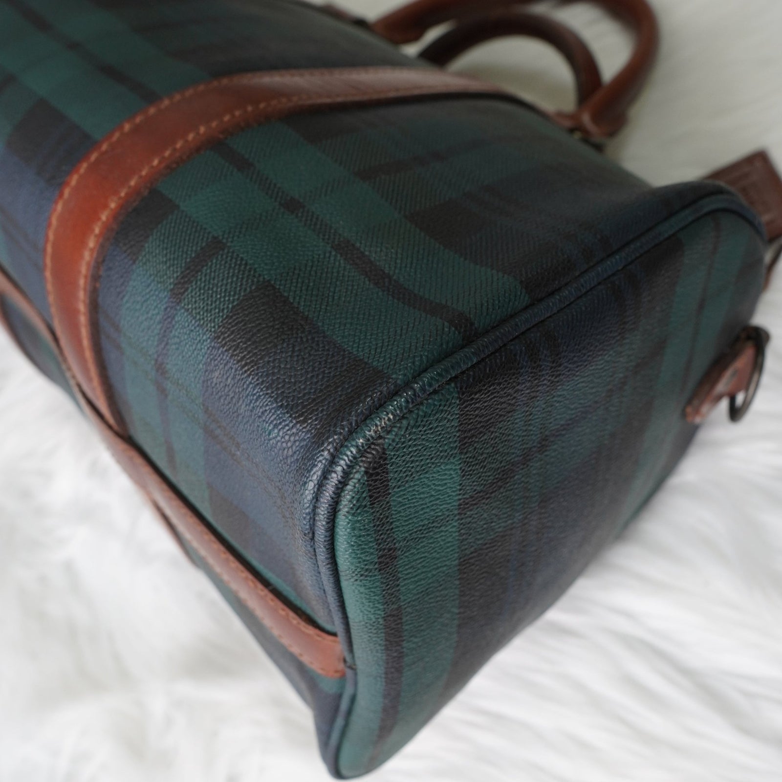 Polo Ralph Lauren Checkered Mini Boston Bag PVC/Leather Dark