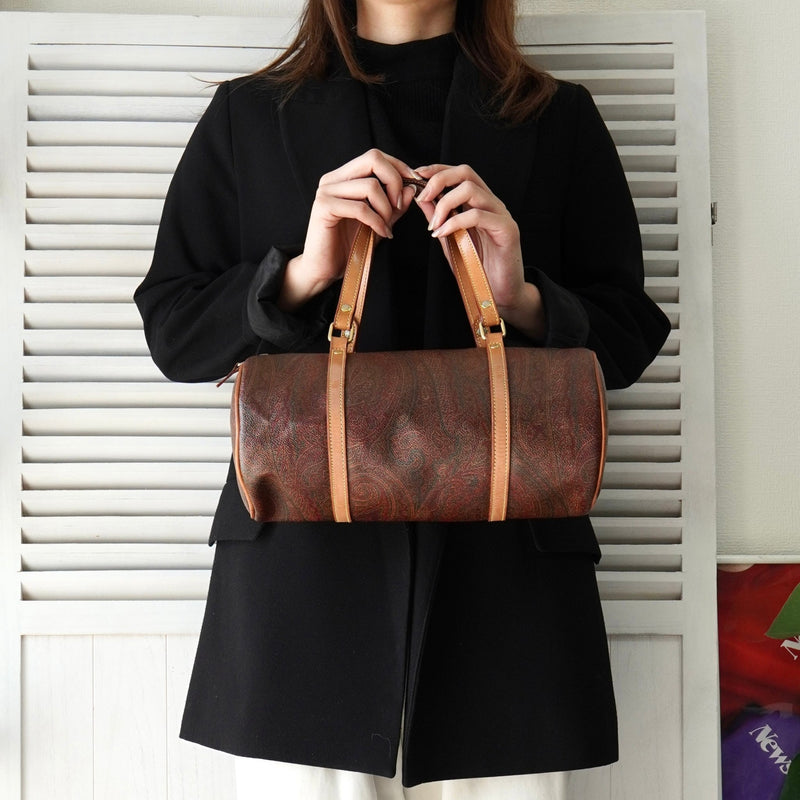 エトロ ペイズリー PVC ミニドラムバッグ ハンドバッグ ボルドー - NEWSED