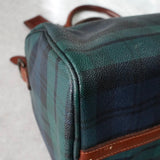 ポロ ラルフローレン チェック柄 PVC / レザー ミニボストンバッグ ハンドバッグ グリーン ブラウン - NEWSED