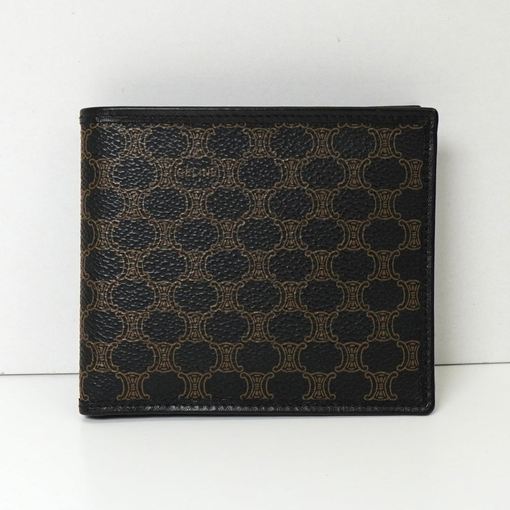 セリーヌ マカダム PVC / レザー 二つ折り財布 ブラック