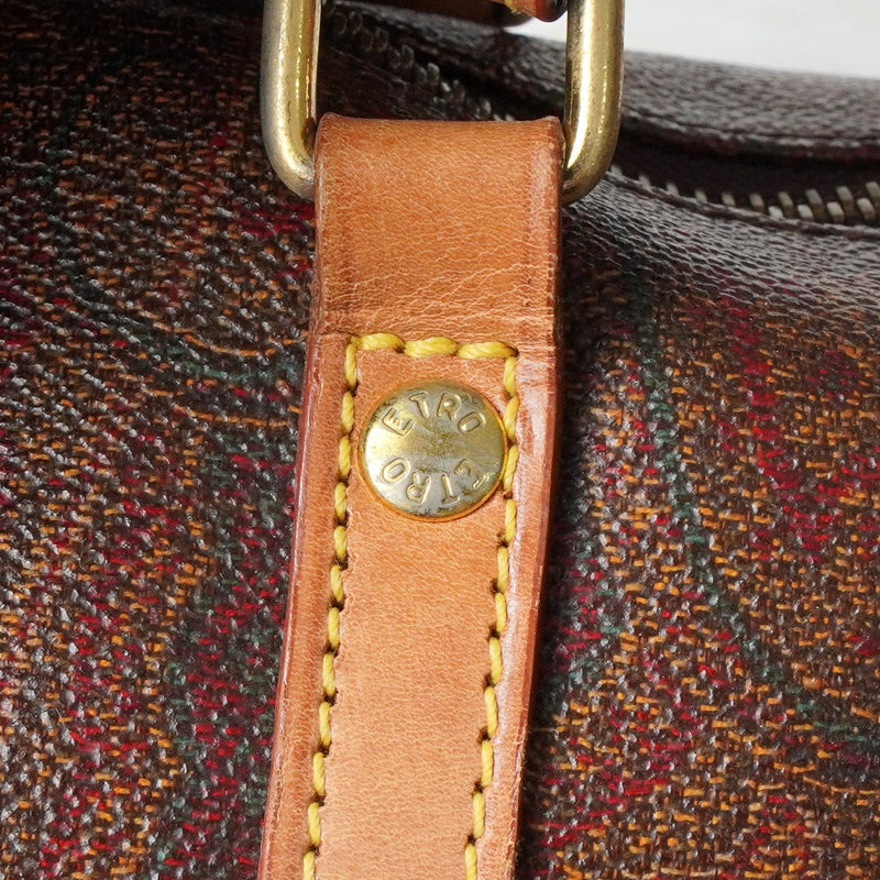 エトロ ペイズリー PVC ミニドラムバッグ ハンドバッグ ボルドー - NEWSED