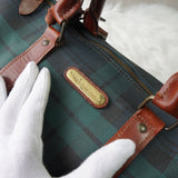 ポロ ラルフローレン チェック柄 PVC ミニボストンバッグ ハンドバッグ グリーン - NEWSED