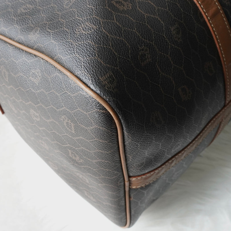 クリスチャン ディオール ヴィンテージ ハニカム柄 PVC ボストンバッグ ハンドバッグ ブラウン系 - NEWSED