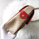 セリーヌ マカダム PVC メッセンジャーバッグ ショルダーバッグ ベージュ / レッド - NEWSED