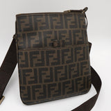 フェンディ ズッカ PVC/レザー ショルダーバッグ カーキ / ブラウン 7VA214 - NEWSED