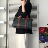 ポロ ラルフローレン チェック柄 ボストンバッグ PVC/レザー ダークグリーン - NEWSED