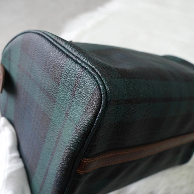 ポロ ラルフローレン チェック柄 PVC ハンドバッグ ミニボストンバッグ グリーン - NEWSED