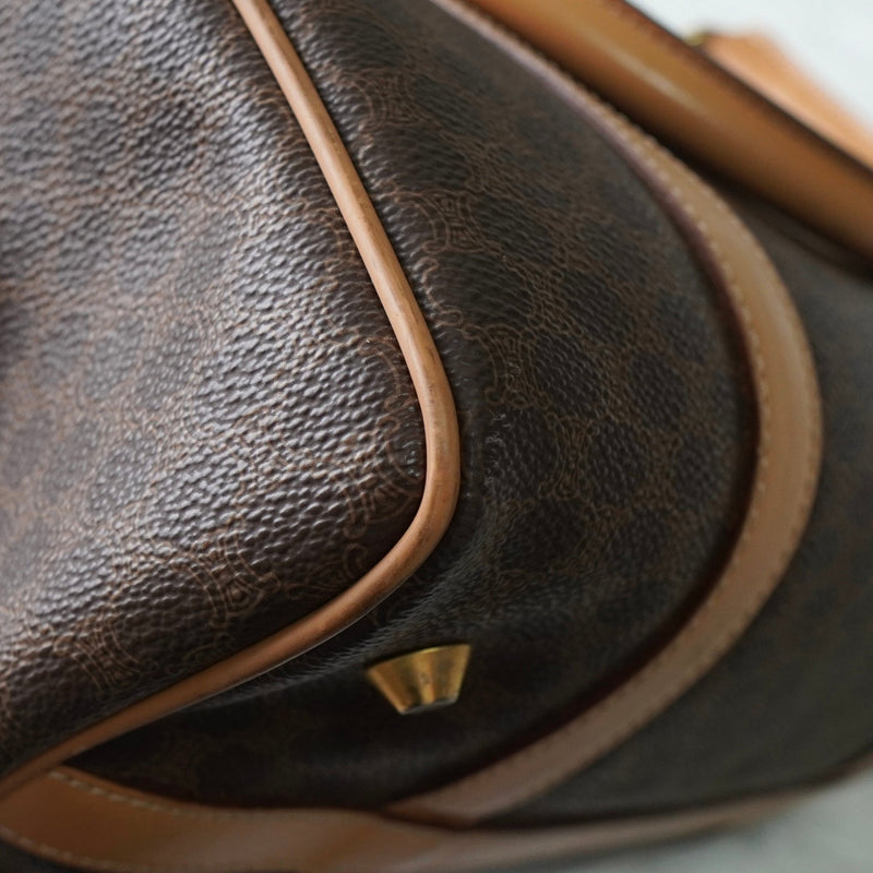 セリーヌ マカダム PVC / レザー ミニボストンバッグ ハンドバッグ ブラウン - NEWSED