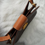 セリーヌ ヴィンテージ マカダム ゴールド ガンチーニ ワンハンドル PVC / レザー ハンドバッグ 自立型 ブラウン - NEWSED