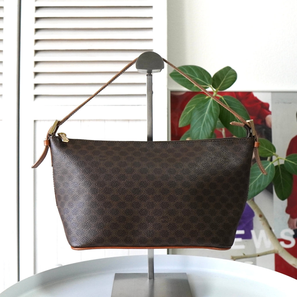 Celine Macadam PVC/皮革单肩包迷你包棕色