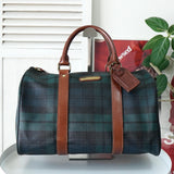 ポロ ラルフローレン チェック柄 ボストンバッグ PVC/レザー ダークグリーン - NEWSED