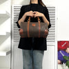 Celine Vintage Macadam PVC/Leather Mini Boston Bag Handbag Brown