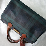 ポロ ラルフローレン チェック柄 PVC / レザー ミニボストンバッグ ハンドバッグ グリーン ブラウン - NEWSED