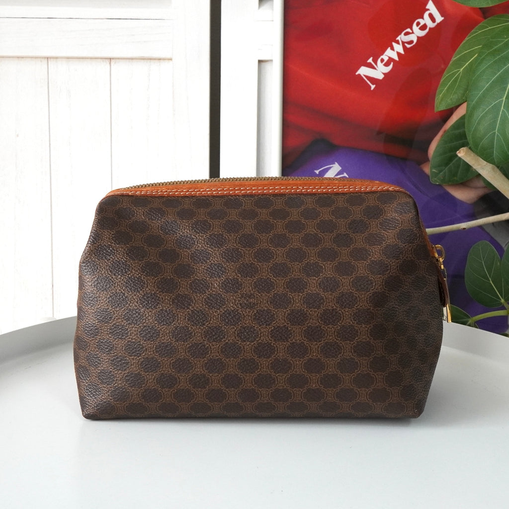 Celine Macadam PVC/皮革手拿包 棕色