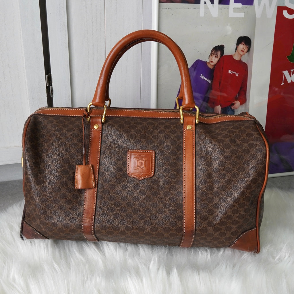 セリーヌ マカダム PVC ボストンバッグ ブラウン | ブランド古着を扱う