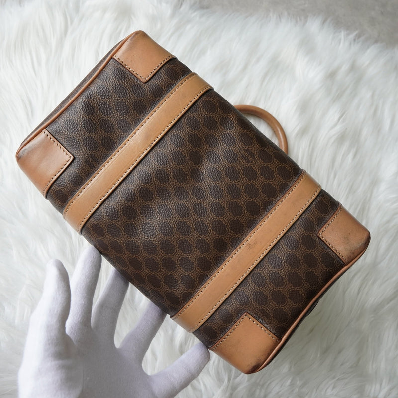 セリーヌ ヴィンテージ マカダム PVC ミニボストンバッグ ハンドバッグ ブラウン - NEWSED