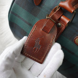 ポロ ラルフローレン チェック柄 PVC ミニボストンバッグ ハンドバッグ グリーン - NEWSED