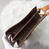 セリーヌ ヴィンテージ マカダム ゴールド ガンチーニ ワンハンドル PVC / レザー ハンドバッグ 自立型 ブラウン - NEWSED