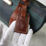 ポロ ラルフローレン チェック柄 PVC ミニボストンバッグ ハンドバッグ グリーン - NEWSED