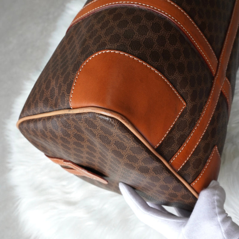 セリーヌ ヴィンテージ マカダム PVC ボストンバッグ トラベルバッグ ブラウン - NEWSED