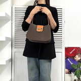 セリーヌ ヴィンテージ マカダム ゴールド ガンチーニ ワンハンドル PVC / レザー ハンドバッグ 自立型 ブラウン - NEWSED