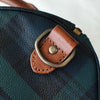 ポロ ラルフローレン チェック柄 ボストンバッグ PVC/レザー ダークグリーン