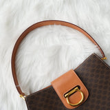 セリーヌ ヴィンテージ マカダム ゴールド ガンチーニ ワンハンドル PVC / レザー ハンドバッグ 自立型 ブラウン - NEWSED