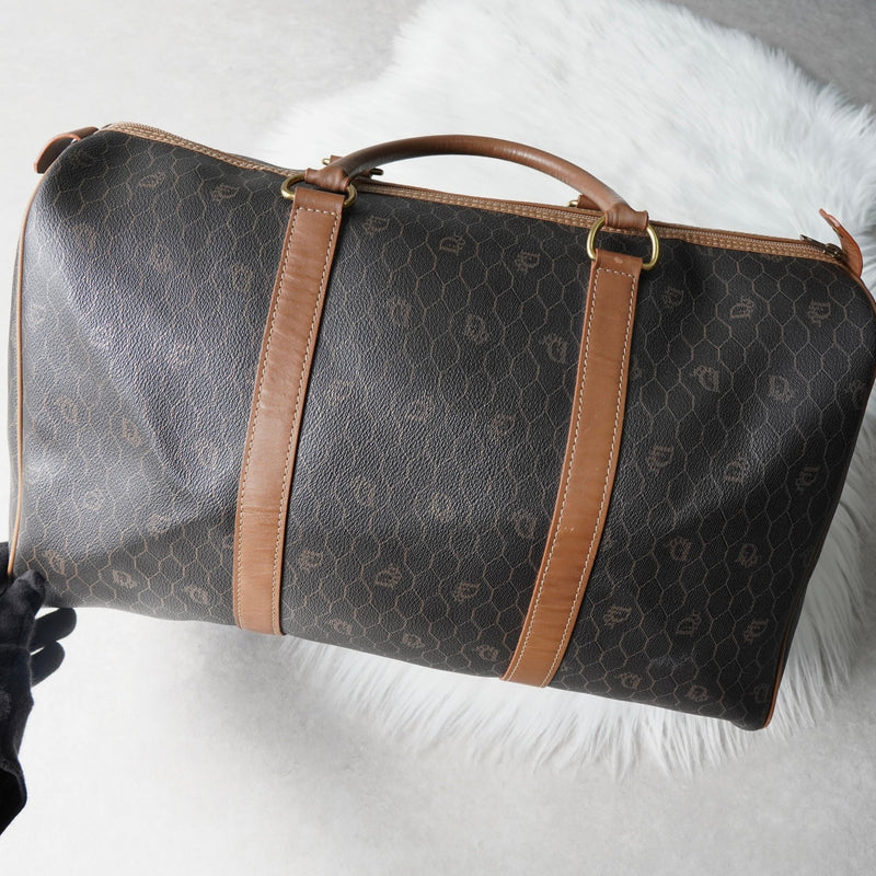 クリスチャン ディオール ヴィンテージ ハニカム柄 PVC ボストンバッグ ハンドバッグ ブラウン系 - NEWSED