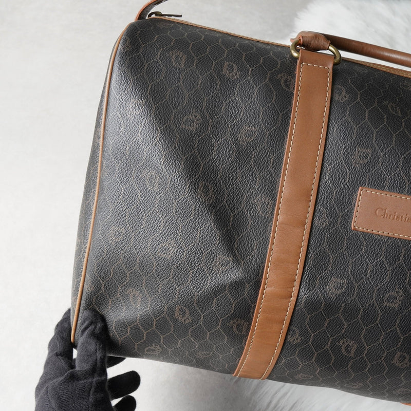 クリスチャン ディオール ヴィンテージ ハニカム柄 PVC ボストンバッグ ハンドバッグ ブラウン系 - NEWSED