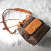 Celine Macadam PVC/皮革 Gancini 抽绳单肩包 棕色