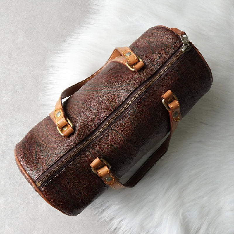 エトロ ペイズリー PVC ミニドラムバッグ ハンドバッグ ボルドー - NEWSED