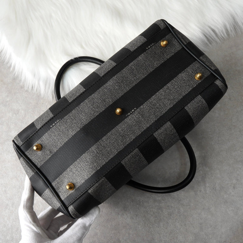 フェンディ ヴィンテージ ペカン PVC / レザー ハンドバッグ ミニボストンバッグ ブラック / グレー - NEWSED
