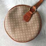 セリーヌ マカダム PVC / レザー ラウンド ショルダーバッグ ポシェット ベージュ - NEWSED