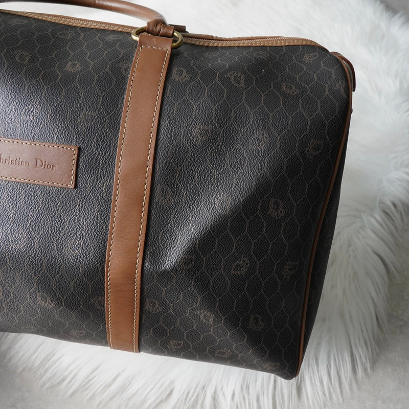 クリスチャン ディオール ヴィンテージ ハニカム柄 PVC ボストンバッグ ハンドバッグ ブラウン系 - NEWSED