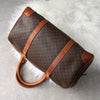 Celine Vintage Macadam PVC/Leather Mini Boston Bag Handbag Brown