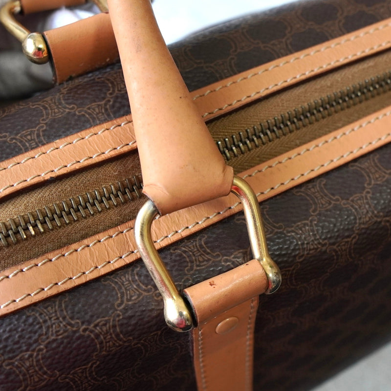 セリーヌ マカダム PVC / レザー ミニボストンバッグ ハンドバッグ ブラウン - NEWSED