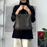 セリーヌ マカダム PVC レザー トートバッグ ハンドバッグ ブラウン ブラック - NEWSED