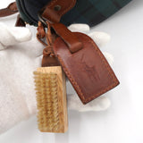 ポロ ラルフローレン ミニボストンバッグ チェック柄 PVC レザー ブラシ付き 希少品 ポロ ラルフローレン ミニボストンバック チェック柄 PVC