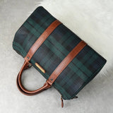 ラルフローレン チェック柄 PVC / レザー ミニボストンバッグ ハンドバッグ グリーン / ブラウン - NEWSED